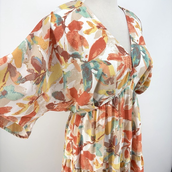 Entro Floral Midi Long Line Dress Size Small Tierred Forest Fairy Cottagecore - Picture 5 of 10